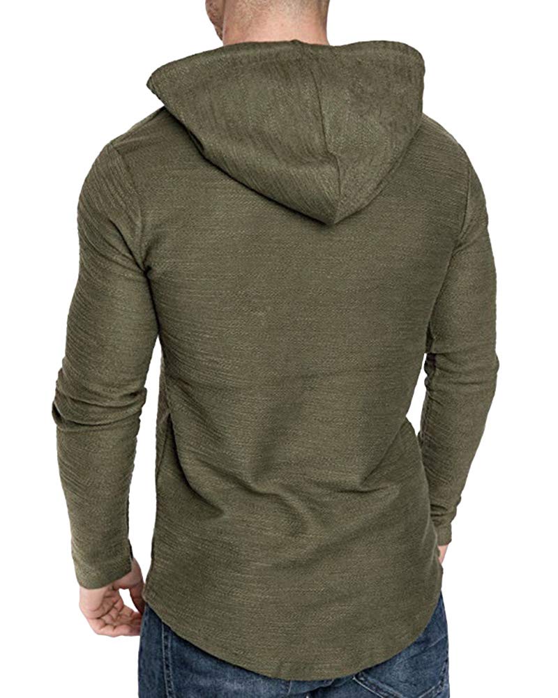 Lexiart Mens Fashion Athletic Hoodies Sport Sweatshirt Solid Color Fleece Pullover Green M - Image 5